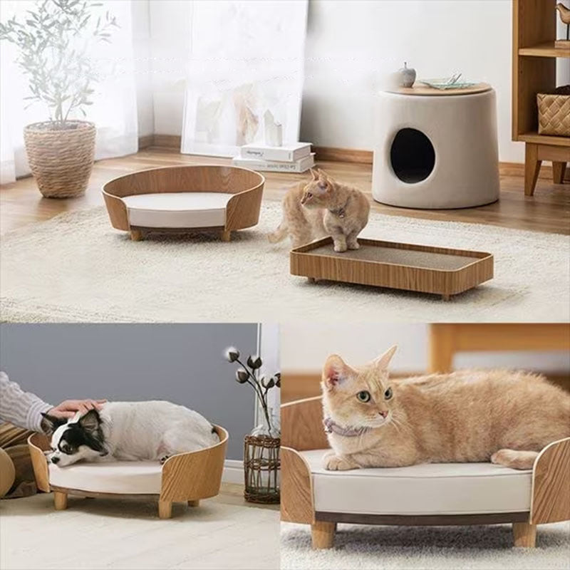 Träsoffa och Säng för Husdjur – Perfekt för Katter och Små Hundar